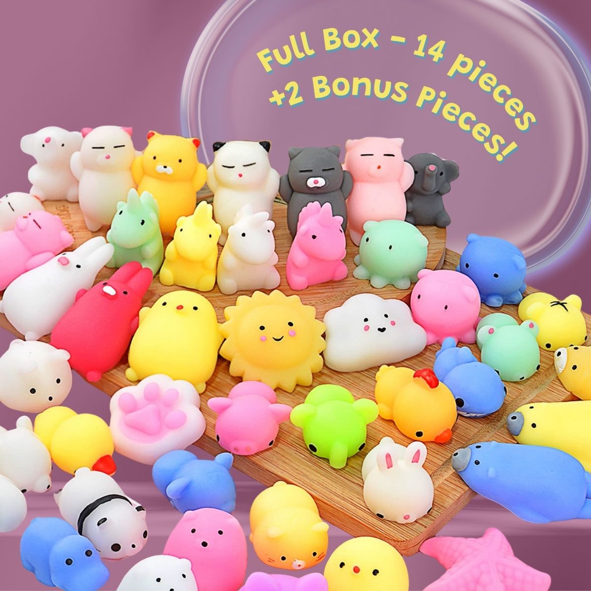 Moshi Squishy Toys: 14 Pieces + 2 Bonus Pieces